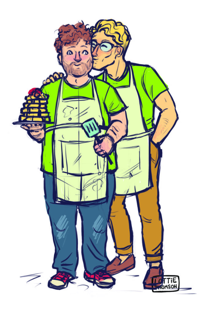 A colour sketch with slight alterations from the cover art for Call it Fete
