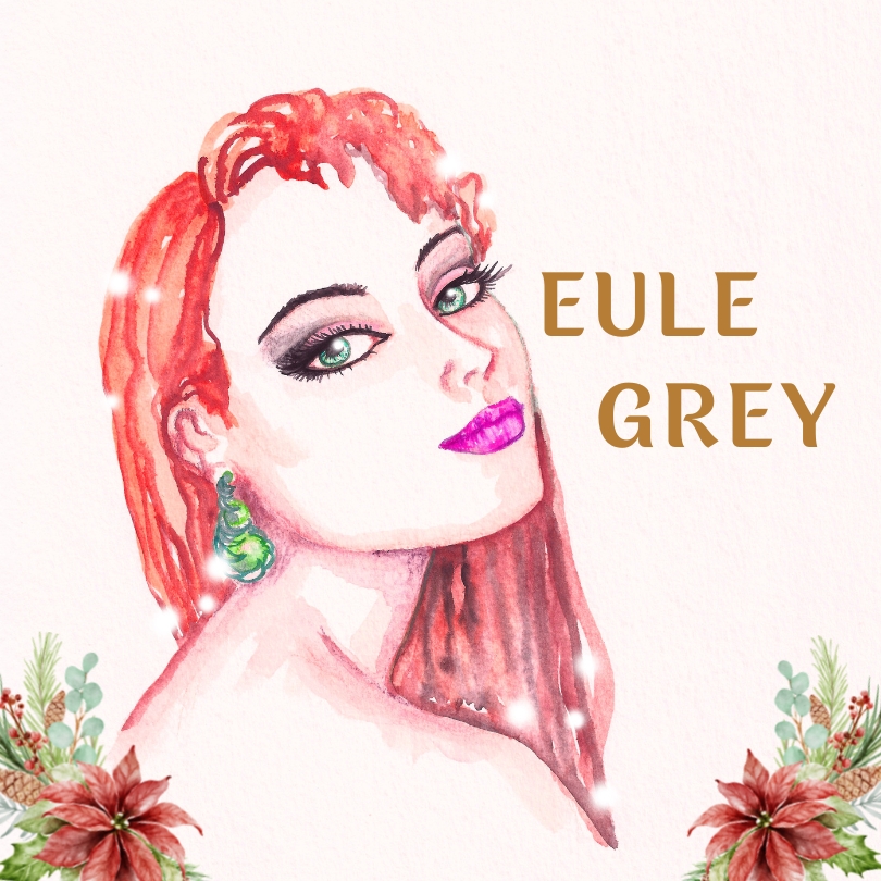 A beautiful watercolour style portrait picture of author Eule Grey (not by Lottie Thomson)